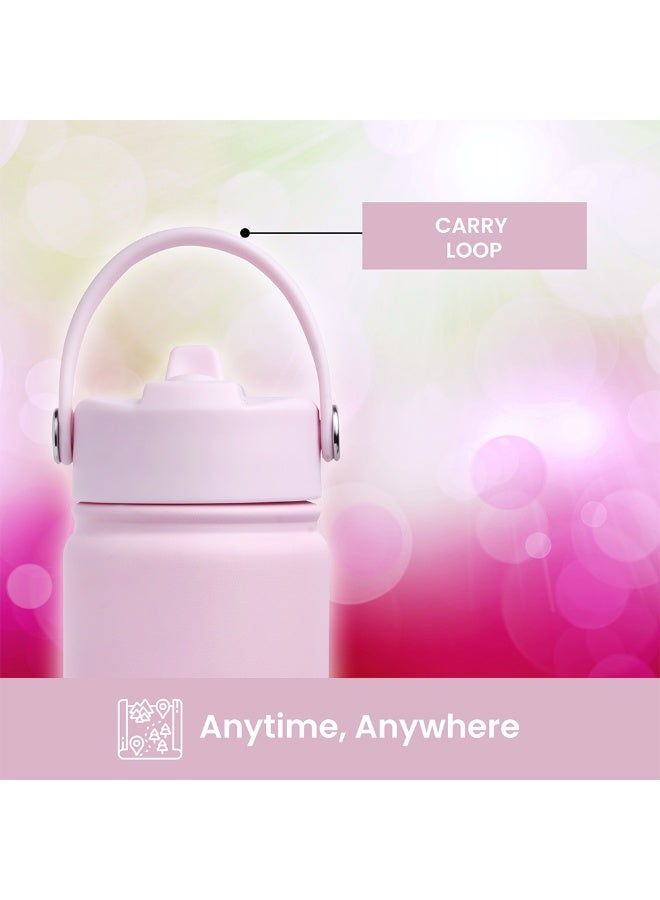 Bamboo Bark 750 ML Insulated Water Bottle with Sipper Lid – Stainless Steel Double Wall Vacuum Flask for Hot & Cold Water Leak-Proof, Reusable Sports Thermos Bottle - (Blush Pink) - Image 3