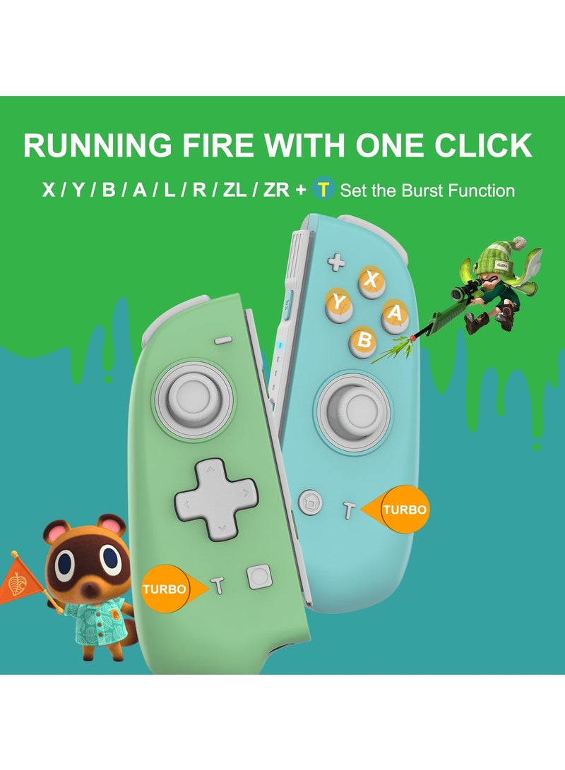 Joypad Controller, Joypad Support 3 different light modes，Wake-up Function,Ergonomic hand-fit design,Bluetooth Wireless Joy Con Controller with Dual Vibration and Gyroscope axis Green/Blue - Image 4