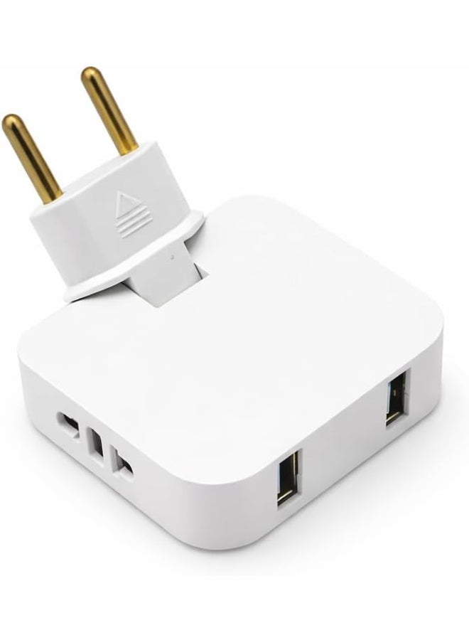 محول مشترك كهربائي 3 في 1 قابل للطي بزاوية 180 درجة مخرج شاحن و مخرج  usb - Image 2