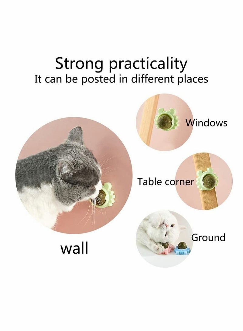 3 Piece Catnip Wall Balls Edible Licking Chew Toy Teeth Cleaning Rotatable Indoor Decoration for Cats - Image 4