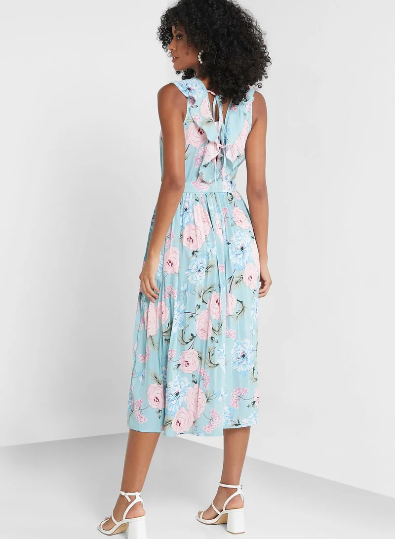 ELLA Floral Print V Neck Dress