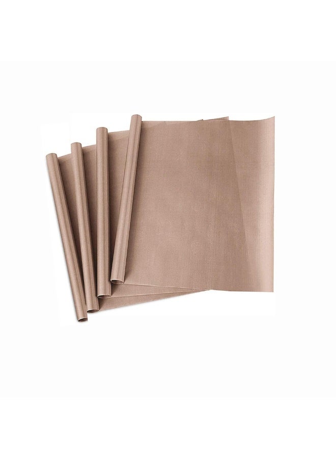 شابية عبوة من 4 قطع من حصائر الشواء والفرن مقاس 30 × 40 سم، مصنوعة من التيفلون، مناسبة للطباعة الحرارية، ورق غير لاصق، قابلة لإعادة الاستخدام، مقاومة للحرارة، حصيرة حرفية، حصيرة فرن عالية الحرارة، قماش خبز آمن غذائيًا، قماش مقاوم للالتصاق والزيوت (بني) - Image 1