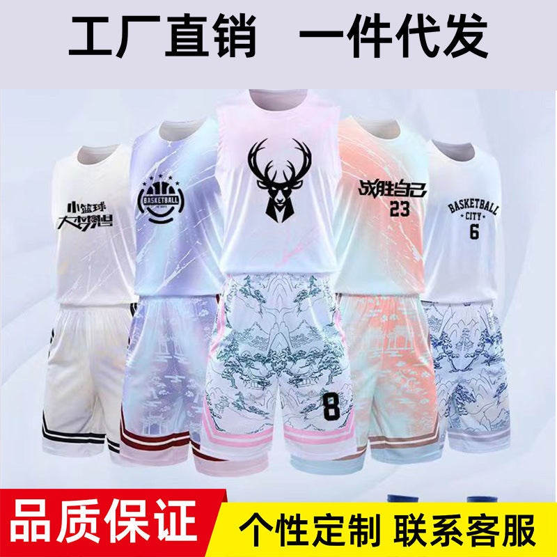 Summer Personalized Basketball Uniform Suit American Game Sports Vest Men'S And Women'S Jersey Set Can Be Printed And Embroidered B211 - Image 2