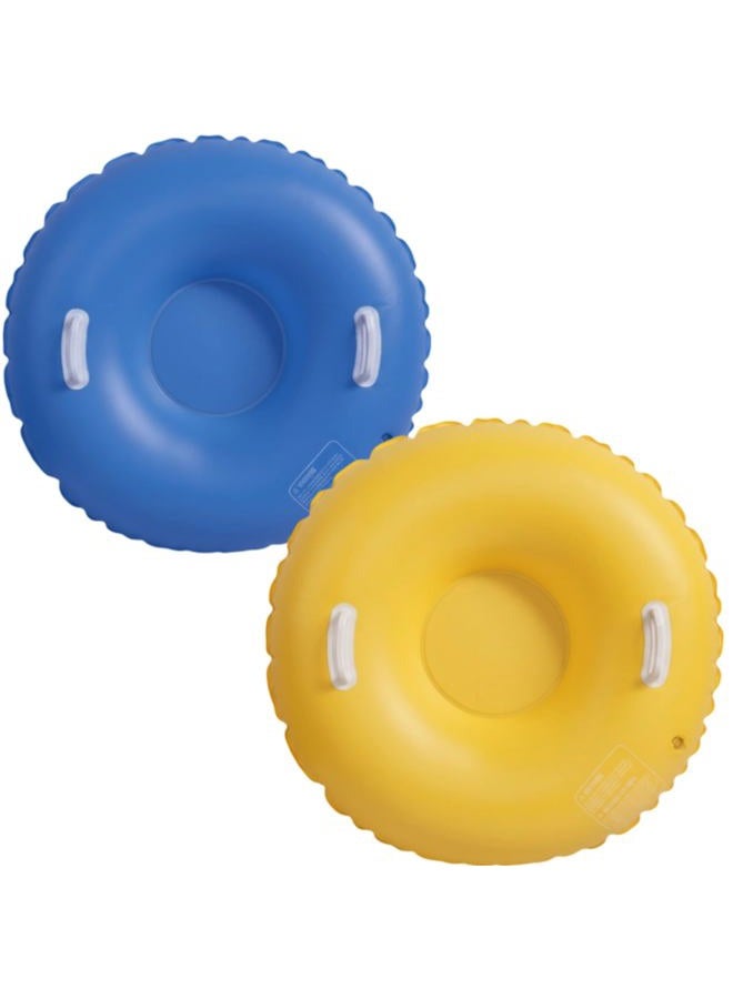 Shappy Snow Tube Inflatable Snow Sleds Heavy Duty Sleds Adults for Winter Outdoor Sports Toboggan with Handles Thickened Bottom(Yellow, Dark Blue,36 Inch) - Image 1