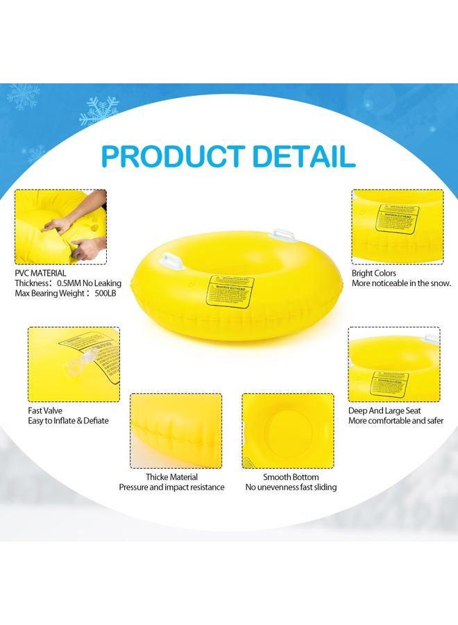 Shappy Snow Tube Inflatable Snow Sleds Heavy Duty Sleds Adults for Winter Outdoor Sports Toboggan with Handles Thickened Bottom(Yellow, Dark Blue,36 Inch) - Image 4