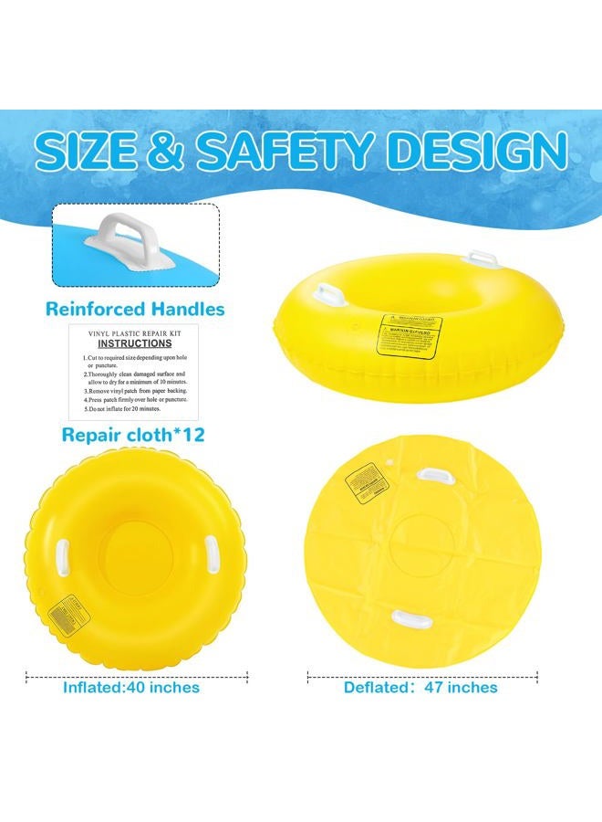 Shappy Snow Tube Inflatable Snow Sleds Heavy Duty Sleds Adults for Winter Outdoor Sports Toboggan with Handles Thickened Bottom(Yellow, Dark Blue,36 Inch) - Image 2