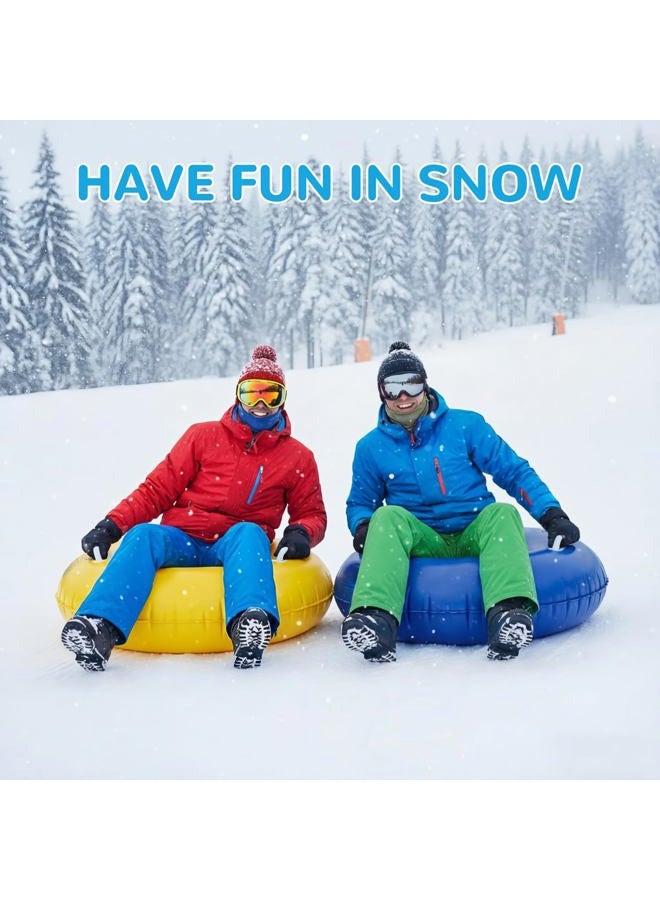 Shappy Snow Tube Inflatable Snow Sleds Heavy Duty Sleds Adults for Winter Outdoor Sports Toboggan with Handles Thickened Bottom(Yellow, Dark Blue,36 Inch) - Image 5