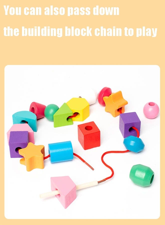 EzzySo Children Wooden Matching Shape Toy Set, Pre-school Educational Toy, Colourful Ring Toss With Pillar, Toddler Stacked Toy for Early Education Development  - Image 4
