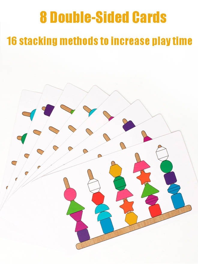 EzzySo Children Wooden Matching Shape Toy Set, Pre-school Educational Toy, Colourful Ring Toss With Pillar, Toddler Stacked Toy for Early Education Development  - Image 5