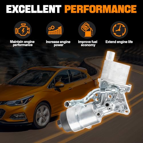 WEILEITE 1.4 Aluminum Engine Oil Cooler Filter Housing Fit For Chevy Cruze 2011-2016 Sonic 2012-2020 Trax 2015-2021 Buick Encore 2013-2021 Replaces 55566784 55594651 55593189 55565385 - Image 3