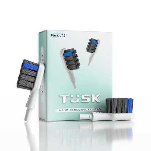 TUSK NanoSense Replaceable Brush Heads (2-Pack) – Charcoal-Infused, Anti-Bacterial, Soft Bristles with Color-Changing Blue Indicator for Gentle Cleaning - Image 1