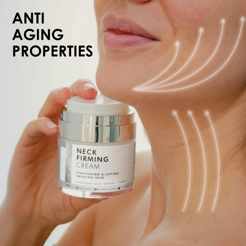 VALITIC Neck Cream for Tightening and Firming - Hyaluronic Acid, Retinol, and Vitamin C - Anti Aging Tightening & Lifting Sagging Skin Day and Night Cream - Image 3