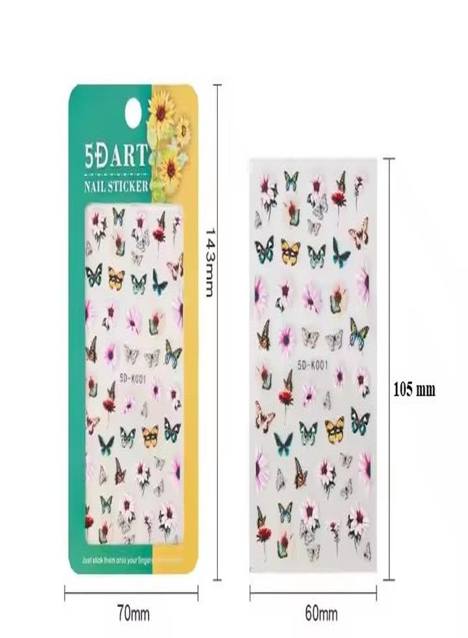 QUILBOOL 5D Cute Nail Art Sticker Pack - Macaron Color Bear, Rabbit, Flower & Letter Design - Self-Adhesive Nail Sliders for Kids & Women - Summer Nail Decoration Set of 2 (Multicolour-Multidesign) - Image 2