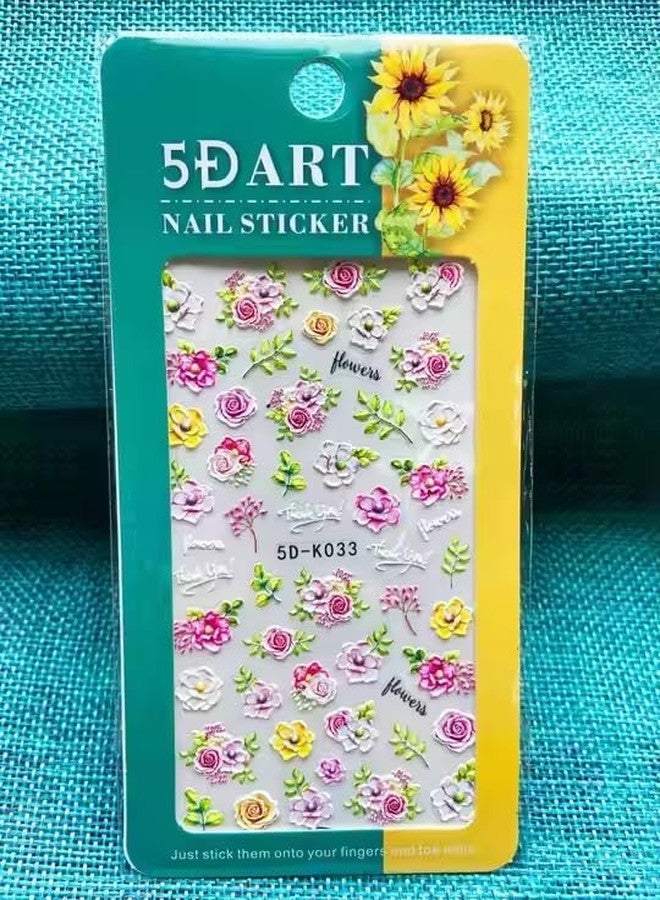 QUILBOOL 5D Cute Nail Art Sticker Pack - Macaron Color Bear, Rabbit, Flower & Letter Design - Self-Adhesive Nail Sliders for Kids & Women - Summer Nail Decoration Set of 2 (Multicolour-Multidesign) - Image 3