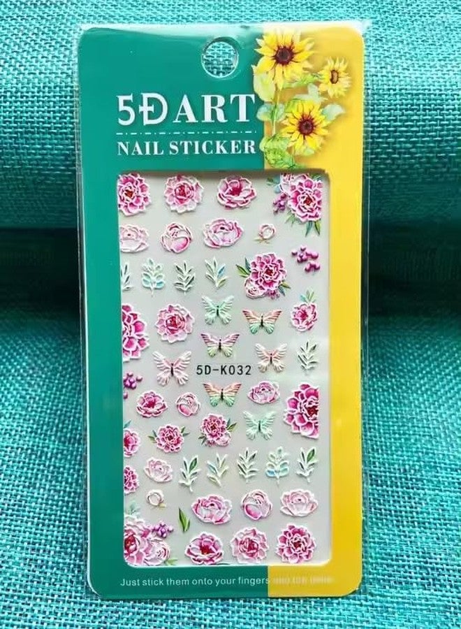 QUILBOOL 5D Cute Nail Art Sticker Pack - Macaron Color Bear, Rabbit, Flower & Letter Design - Self-Adhesive Nail Sliders for Kids & Women - Summer Nail Decoration Set of 2 (Multicolour-Multidesign) - Image 4
