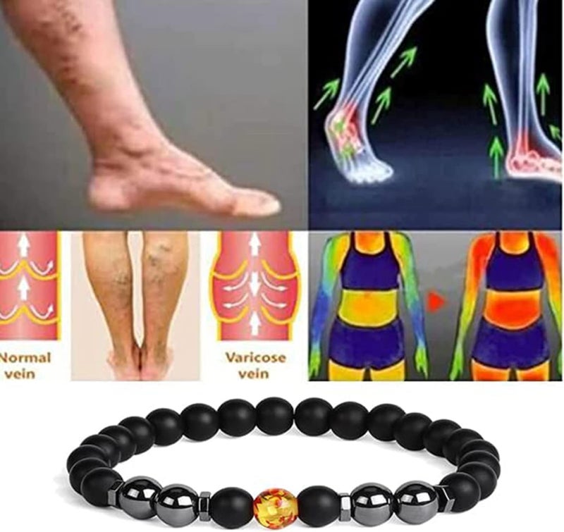 comfrt Anti-Swelling Black Obsidian Slimming Anklets for Women Men, Adjustable Lymphatic Drainage Magnetic Therapy Bracelet Anklet Yoga Beads Anxiety Relief Magnet Anklet (2PCS G) - Image 3