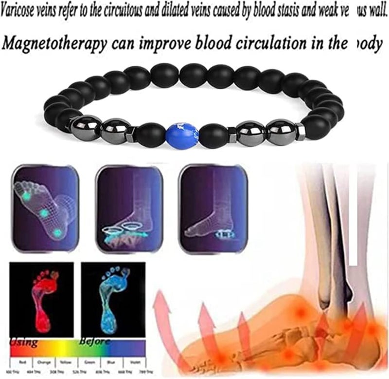 comfrt Anti-Swelling Black Obsidian Slimming Anklets for Women Men, Adjustable Lymphatic Drainage Magnetic Therapy Bracelet Anklet Yoga Beads Anxiety Relief Magnet Anklet (2PCS G) - Image 5