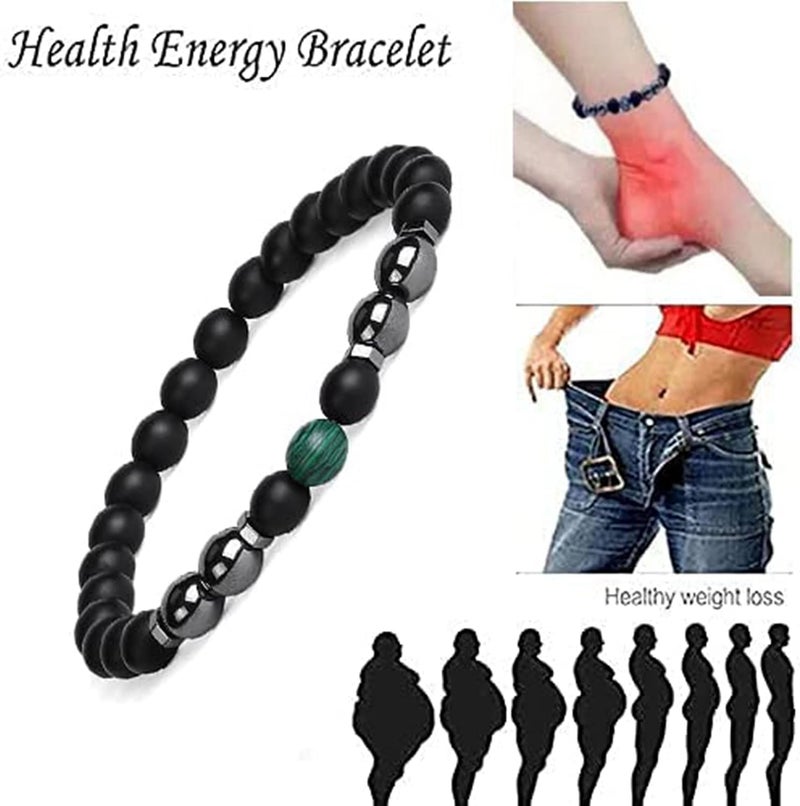 comfrt Anti-Swelling Black Obsidian Slimming Anklets for Women Men, Adjustable Lymphatic Drainage Magnetic Therapy Bracelet Anklet Yoga Beads Anxiety Relief Magnet Anklet (2PCS G) - Image 4