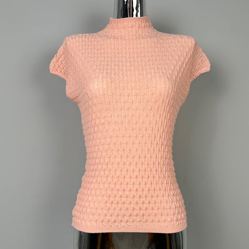 South Korea Dongdaemun New Sleeveless Solid Color Simple Vest Elegant Feminine Socialite Sleeveless T-Shirt - Image 1