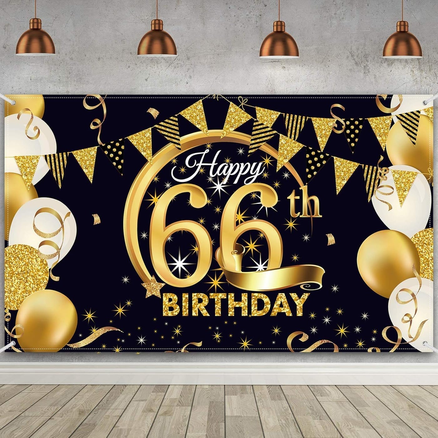 أي آر إس جرافيكس ARS Graphics 66th Birthday Party Decoration Extra Large Fabric Banner