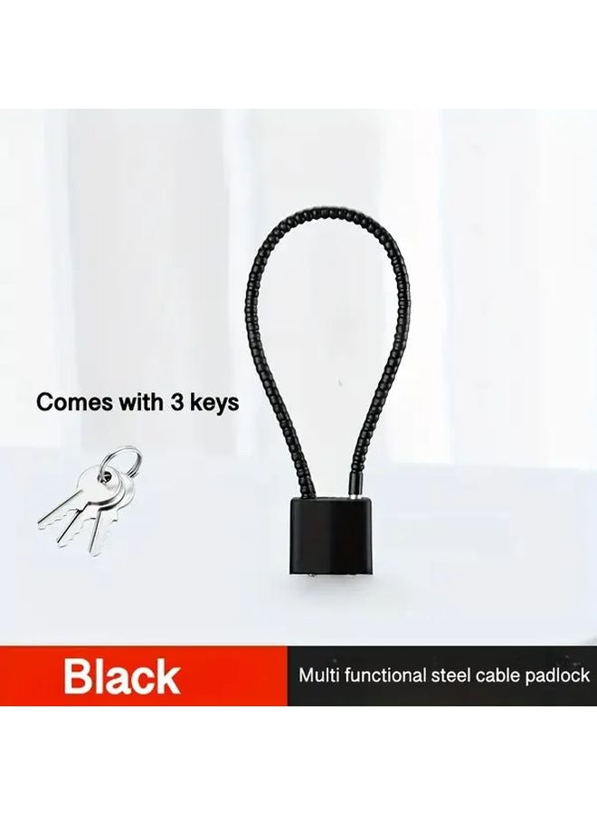 15 Inch Heavy Duty Steel Cable Lock Black Anti Theft For Locker Cabinet Wardrobe - Image 1
