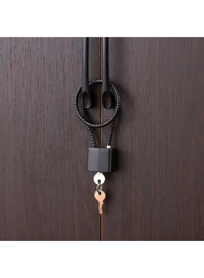 15 Inch Heavy Duty Steel Cable Lock Black Anti Theft For Locker Cabinet Wardrobe - Image 4