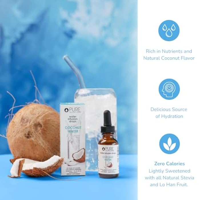 Pure Inventions Coconut Water - Water Enhancer Drops - Electrolyte Hydration - No Sugar, Calories, or Artificial Sweeteners - 30 Servings, 1 oz - Image 2