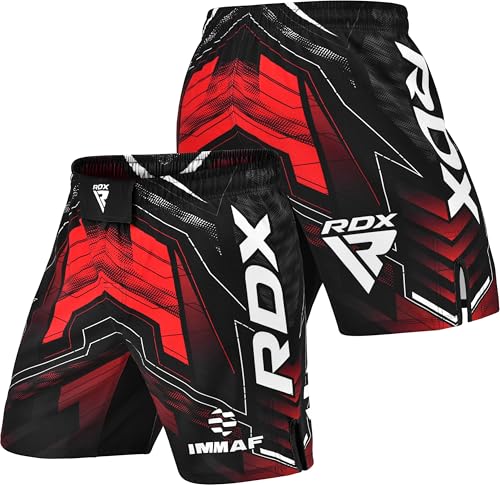 RDX IMMAF Approved MMA Shorts Side Slits Design Suitable for MMA Boxing Muay Thai Kickboxing Gym Workout Red - Image 1