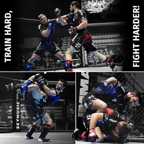 RDX IMMAF Approved MMA Shorts Side Slits Design Suitable for MMA Boxing Muay Thai Kickboxing Gym Workout Red - Image 3
