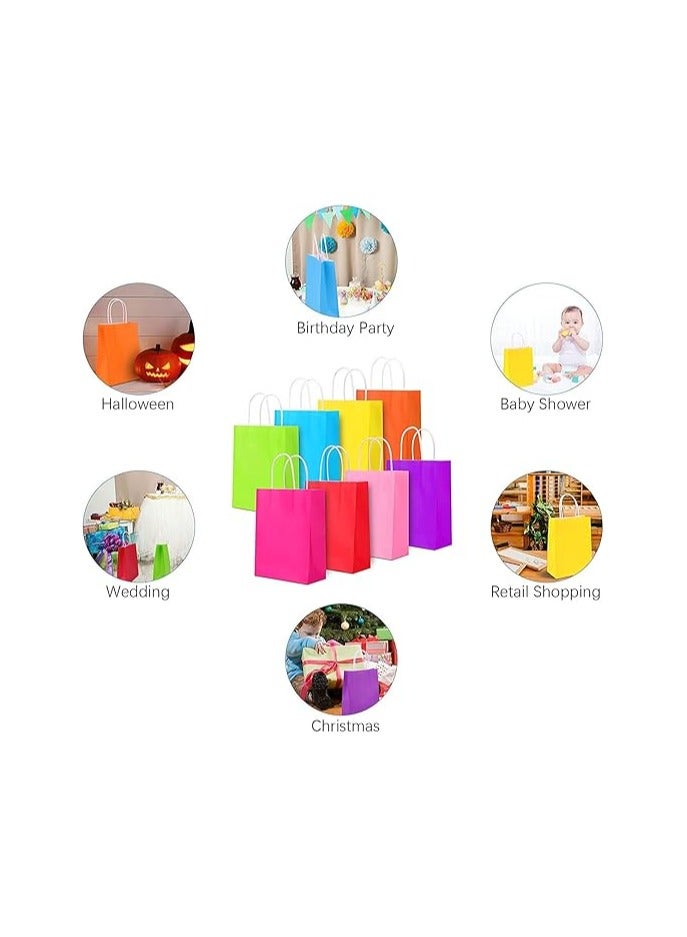 Generic 12pcs Small Gift Bags Kraft Paper with Handle Colorful Bag for Holiday Wedding Party Favors Birthday Gifts Size (15x11x6cm) (Pink)  - Image 3