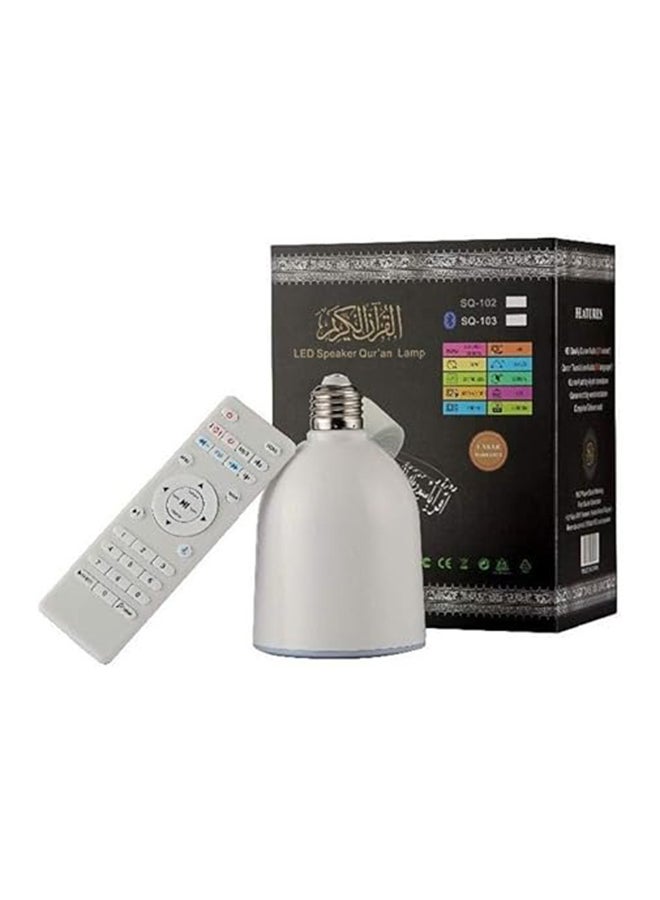 ELTRAZONE Quran Portable Speaker with LED Lamp – White | Wireless Quran Speaker with Remote Control, HD Audio & Touch Light | Includes 35+ Famous Reciters & 30 Language Translations | Islamic Gift & Home Decor | 4.3x6.4x8.1 Inch Size - Image 4