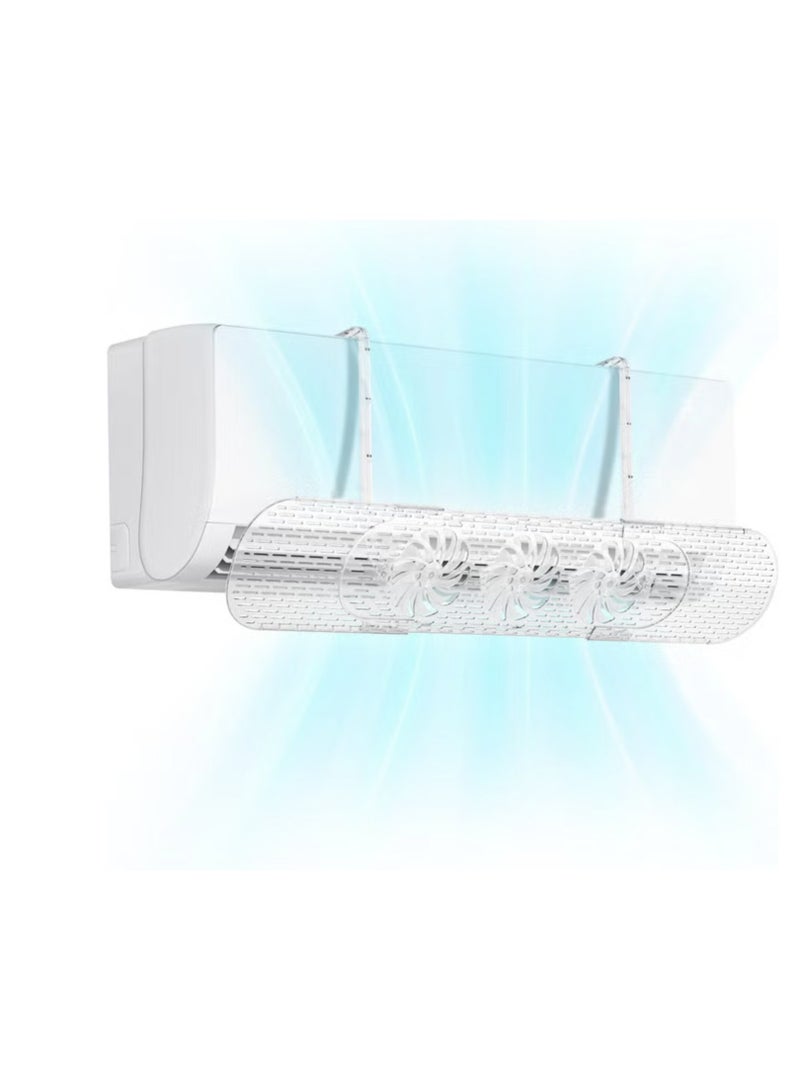 Denx Adjustable Air Conditioner Deflector - Retractable AC Vent Deflector with Mini Fans Split Air Conditioners Accessory Anti Direct Blowing Wind Shield for Enhancing Air Circulation Inside - Image 1