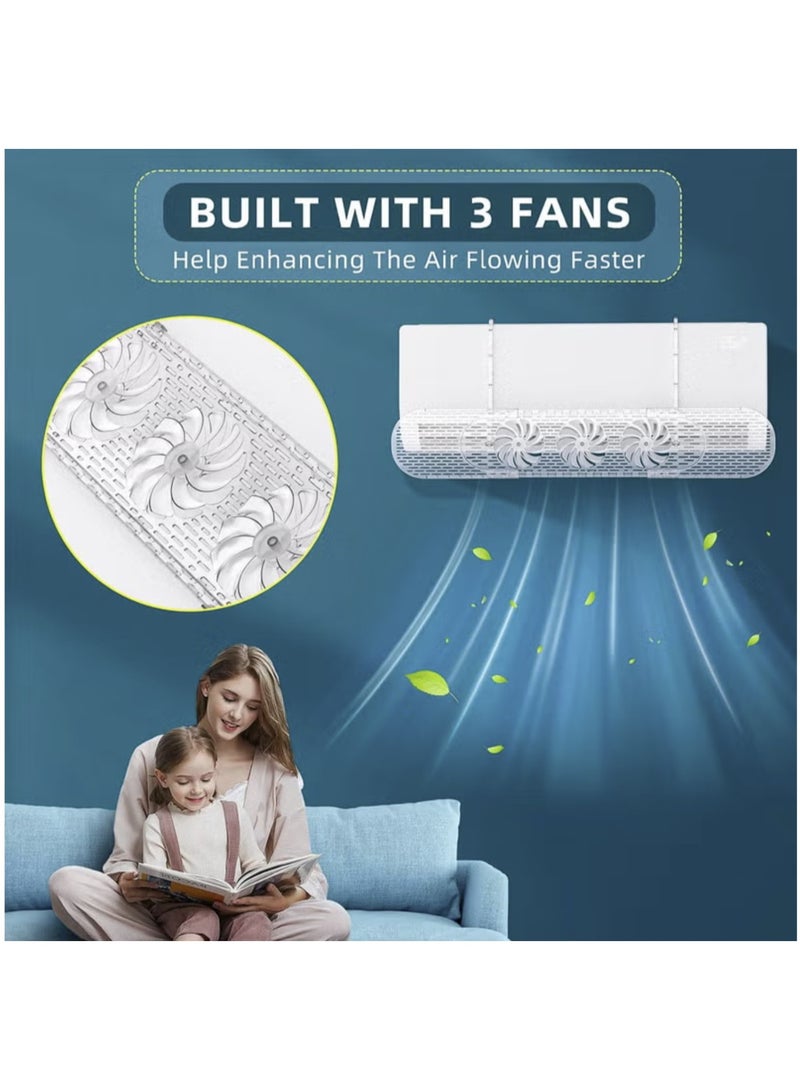 Denx Adjustable Air Conditioner Deflector - Retractable AC Vent Deflector with Mini Fans Split Air Conditioners Accessory Anti Direct Blowing Wind Shield for Enhancing Air Circulation Inside - Image 4