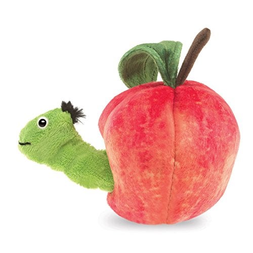 Folkmanis Worm in Apple Finger Puppet Red Green 8 - Image 5
