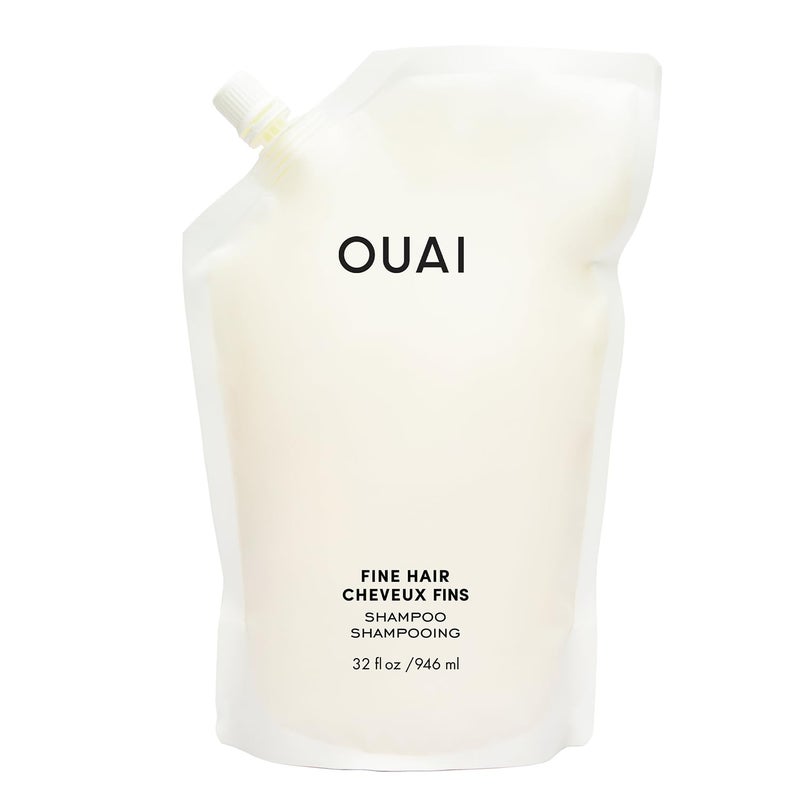 OUAI Fine Shampoo Refill  Volumizing Shampoo with Strengthening Keratin Biotin  Chia Seed Oil for Fine Hair  Delivers Weightless Body  Paraben Phthalate  Sulfate Free Hair Care 32 Fl Oz