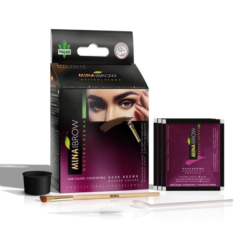 MinaiBrow Dark Brown Tint Kit | Natural Spot Coloring Brow Powder, Water & Smudge Proof Instant Brow Dye, 100% Gray Coverage, 30 Applications, Ammonia &, Vegan, Cruelty Free, Plant-Based - Image 1
