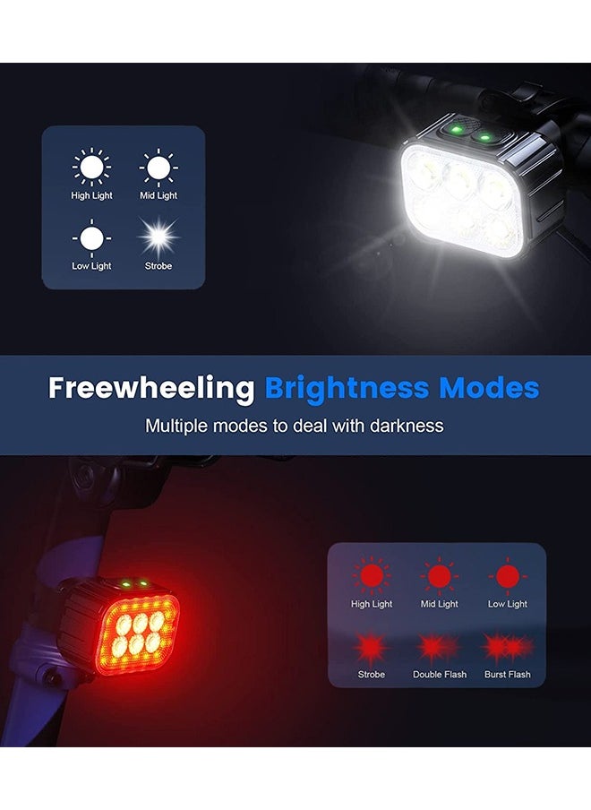 LENND Bike Lights Set Ultra Bright, Bicycle Light Rechargeable with 6 Spot & Flood Beams, IP65 Waterproof Bike Lights for Night Riding, DIY 4X4 + 6X6 Lightning Modes Bike Headlight and Tail Light  - Image 5