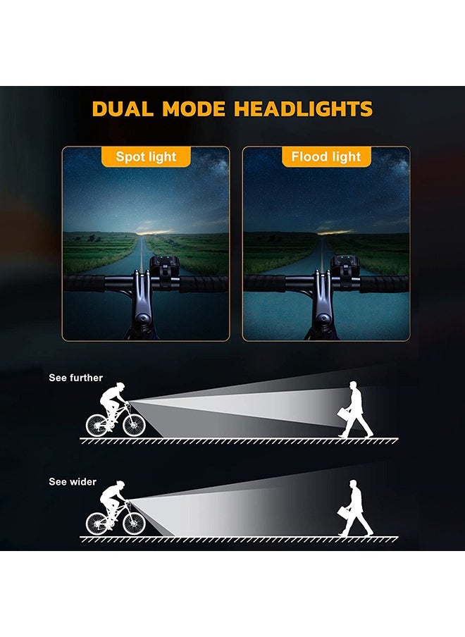 LENND Bike Lights Set Ultra Bright, Bicycle Light Rechargeable with 6 Spot & Flood Beams, IP65 Waterproof Bike Lights for Night Riding, DIY 4X4 + 6X6 Lightning Modes Bike Headlight and Tail Light  - Image 4