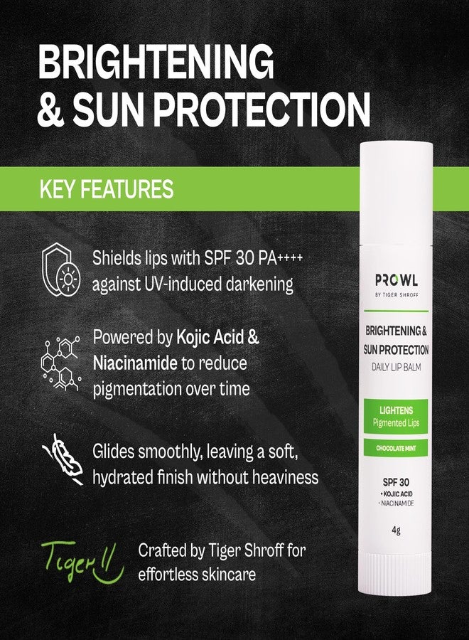 PROWL by Tiger Shroff Brightening & Sun Protection Daily Lip Balm with SPF 30 PA+++ for Dark Pigmented Dry Lips | Hydrating Lipbalm Care for Man | Contains Kojic Acid & Niacinamide, Chocolate Mint, 4g - Image 3