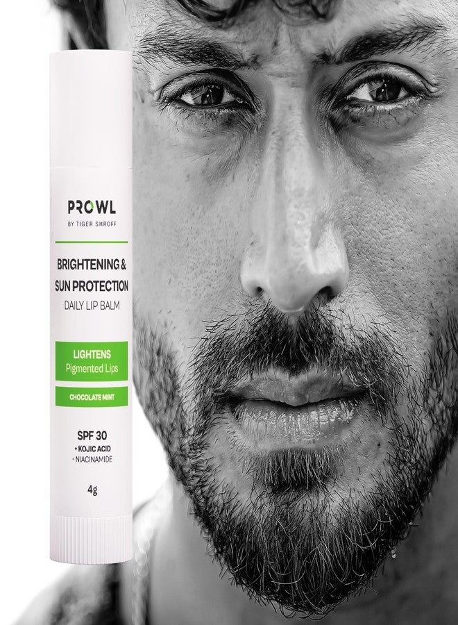 PROWL by Tiger Shroff Brightening & Sun Protection Daily Lip Balm with SPF 30 PA+++ for Dark Pigmented Dry Lips | Hydrating Lipbalm Care for Man | Contains Kojic Acid & Niacinamide, Chocolate Mint, 4g - Image 1