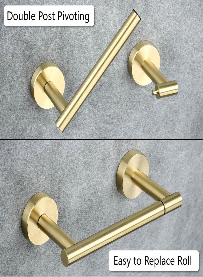 SHUNLI Brushed Gold Toilet Paper Holder for Bathroom, Double Post Pivoting Tissue Roll Holder, Wall Mounted Detachable TP Holder, SUS304 Stainless Steel, SHUNLI - Image 3