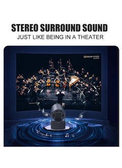 General بروجيكتور محمول ذكي سينما منزلية ستيريو كاريوكي بروجيكتور مزدوج النطاق واي فاي 6 + وحدة بلوتوث 5.0 يدور 180° تركيز يدوي وتصحيح أوتوماتيكي للتشويه تقنية أسود  - Image 4