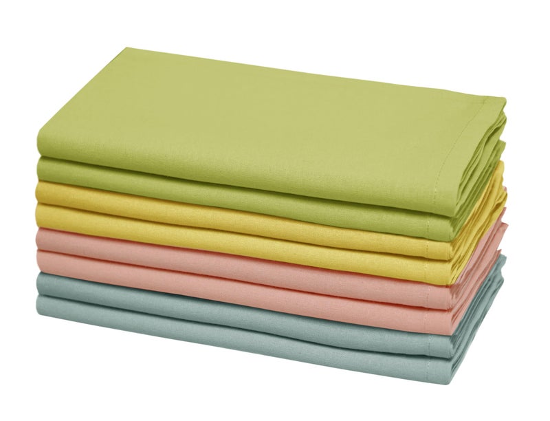 COTTON CRAFT Easter Cloth Napkins - Set of 8 Soft 100% Cotton Assorted Table Napkins - 2 Each in Pink, Blue, Yellow, Green â€“ Reusable Machine Washable Spring Summer Multi-Color Napkins - 17x17 - Image 1