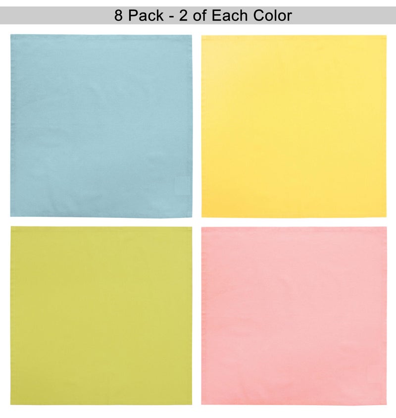 COTTON CRAFT Easter Cloth Napkins - Set of 8 Soft 100% Cotton Assorted Table Napkins - 2 Each in Pink, Blue, Yellow, Green â€“ Reusable Machine Washable Spring Summer Multi-Color Napkins - 17x17 - Image 5