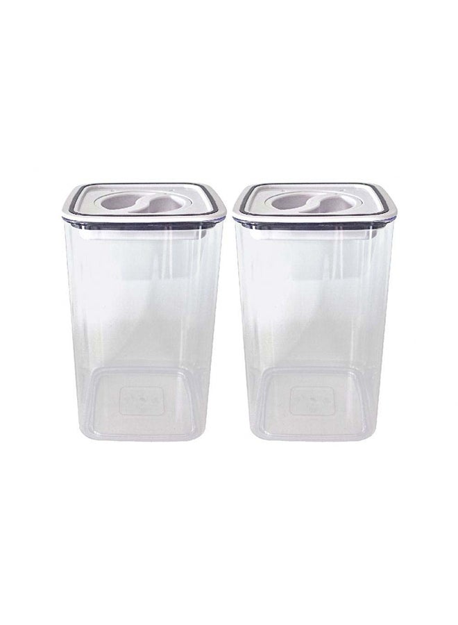 DANUBE HOME Proo 3-Piece Smart Lock Leakproof Storage Container Set 1800Ml Lid-Abs plus Tpr plus Silicone Body-Ps Re-Usable Food Storage Containers Stackable Organizer For Kitchen L13Xw13Xh16.2Cm - White  - Image 2