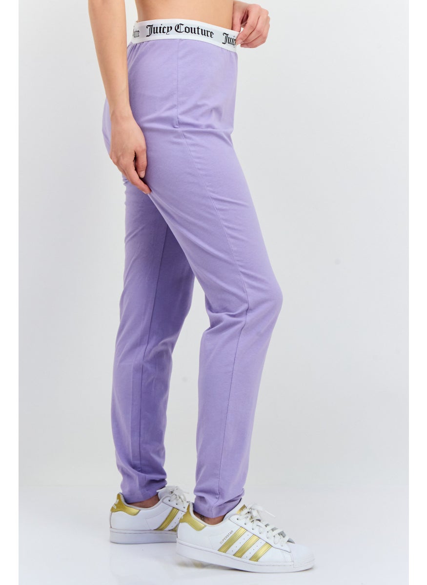 Juicy Couture Women Brand Logo Pull-On Leggings, Lilac  - Image 2