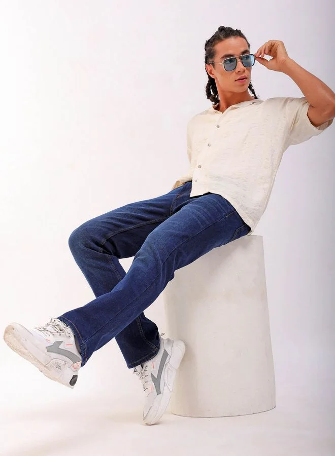 The Indian Garage Co Men Bootcut Solid Mid-Rise Stretchable Jeans