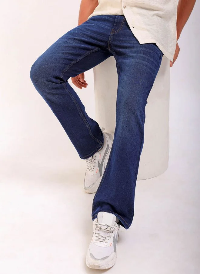 The Indian Garage Co Men Bootcut Solid Mid-Rise Stretchable Jeans