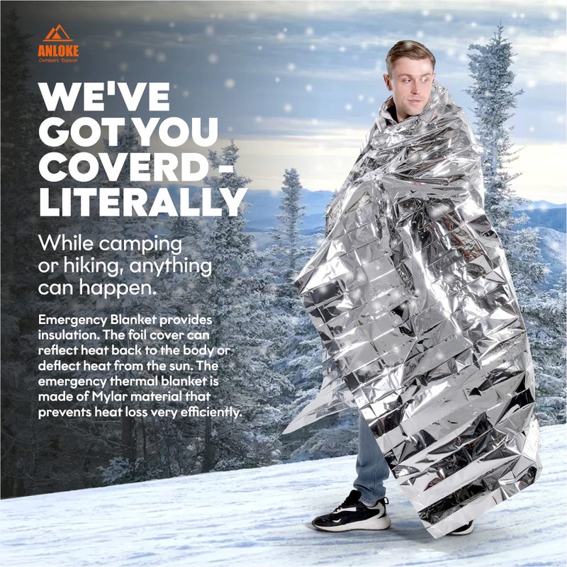 ANLOKE Emergency Blankets Mylar Thermal Blanket,(10 Pack) of Gigantic Space Blanket 82 * 64 in. Survival Blankets Heavy Duty Camping Gear,First Aid - Image 4