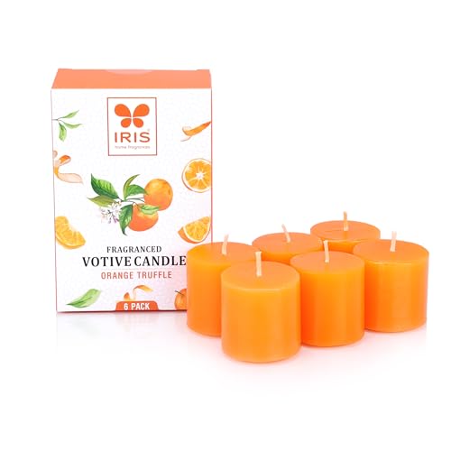 IRIS Orange Truffle Votive Candles Pack of 6 - Premium Fragrance Candles for Home, Aromatherapy Candle Set for Relaxation, Long-Lasting Burn, Ideal for Gifting, Home Décor & Spa Ambience - Image 2